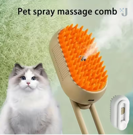 3-in-1 Electric Pet Steam Brush – Grooming Comb, Massager & Sprayer for Cats and Dogs