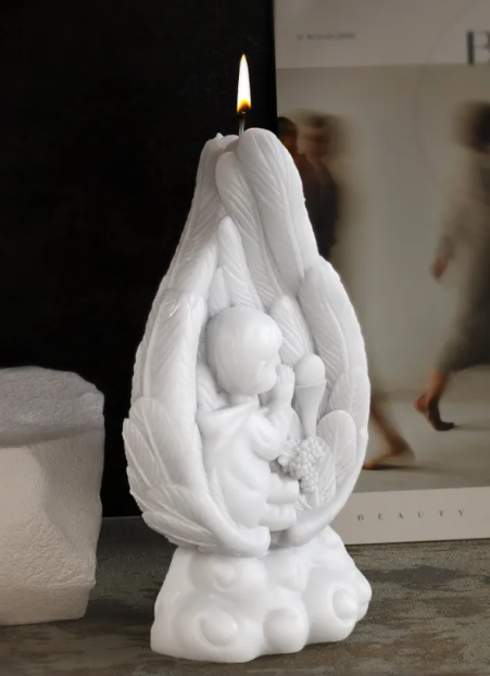 Silicone Candle Mold "Angel Wings and Jesus Prayer"