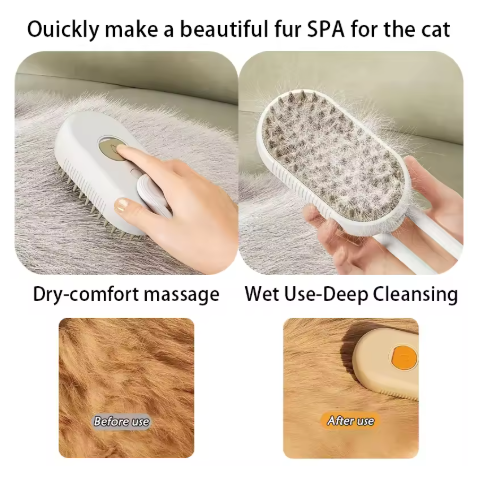 3-in-1 Electric Pet Steam Brush – Grooming Comb, Massager & Sprayer for Cats and Dogs