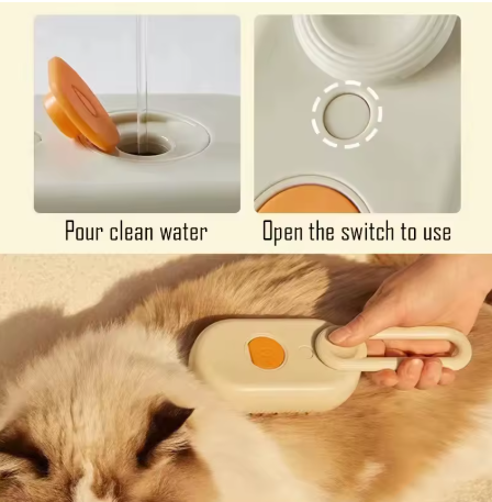 3-in-1 Electric Pet Steam Brush – Grooming Comb, Massager & Sprayer for Cats and Dogs