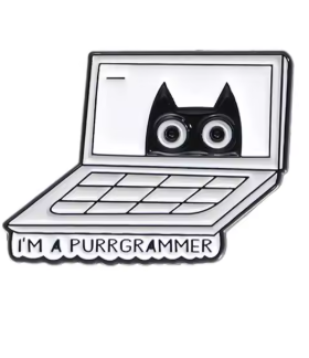 Enamel Badge "I AM A PROGRAMMER" - Computer Cat