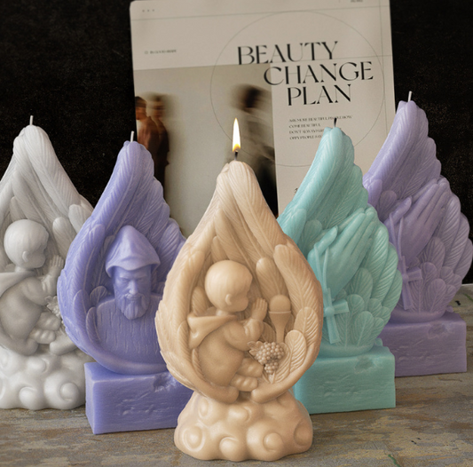 Silicone Candle Mold "Angel Wings and Jesus Prayer"