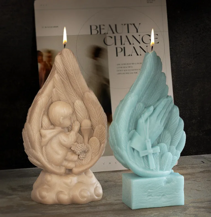 Silicone Candle Mold "Angel Wings and Jesus Prayer"