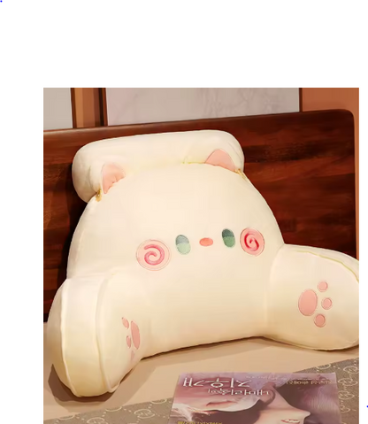 Cartoon Plush Backrest Pillow – Removable Headrest & Lumbar Support Cushion for Bed or Sofa