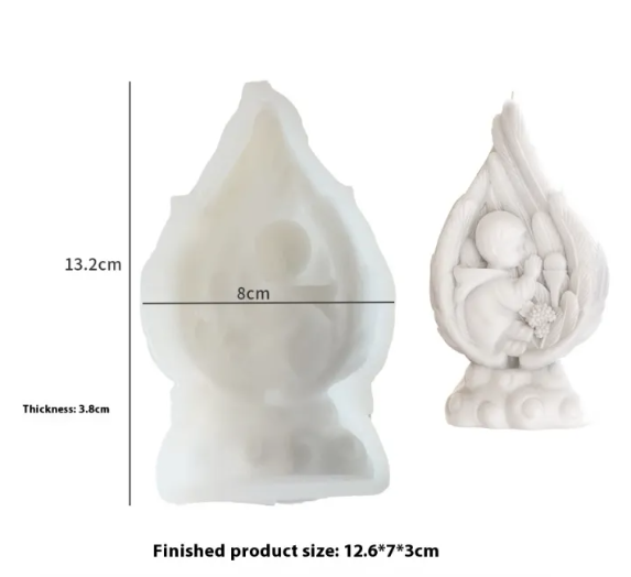Silicone Candle Mold "Angel Wings and Jesus Prayer"