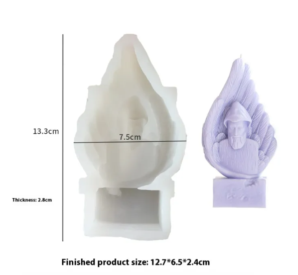 Silicone Candle Mold "Angel Wings and Jesus Prayer"