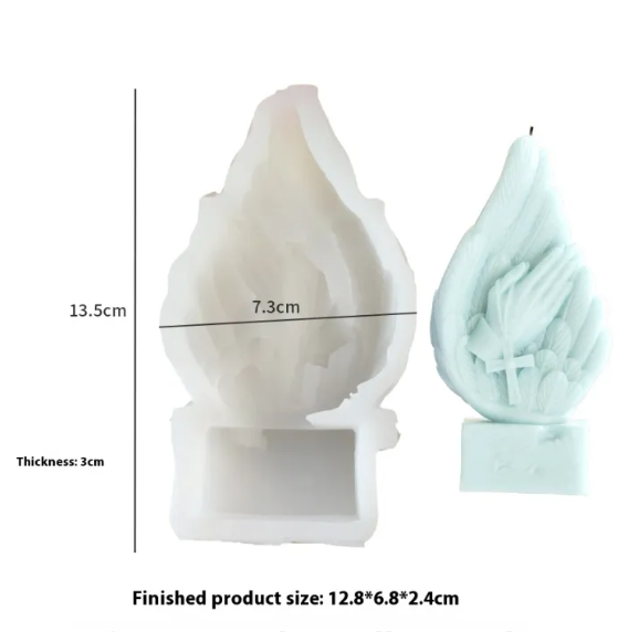 Silicone Candle Mold "Angel Wings and Jesus Prayer"