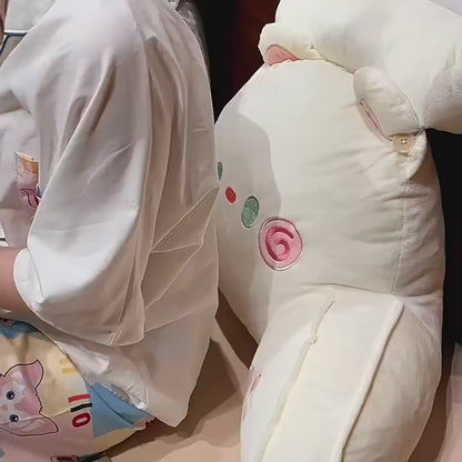 Cartoon Plush Backrest Pillow – Removable Headrest & Lumbar Support Cushion for Bed or Sofa
